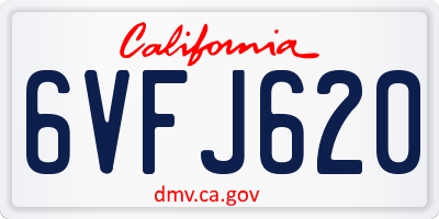 CA license plate 6VFJ620