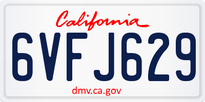 CA license plate 6VFJ629
