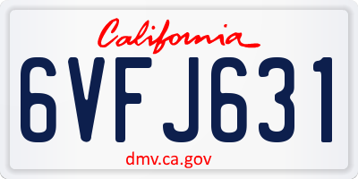 CA license plate 6VFJ631