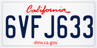 CA license plate 6VFJ633