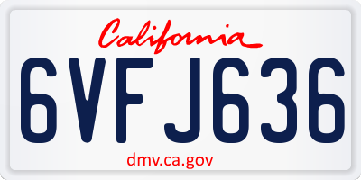 CA license plate 6VFJ636