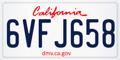 CA license plate 6VFJ658