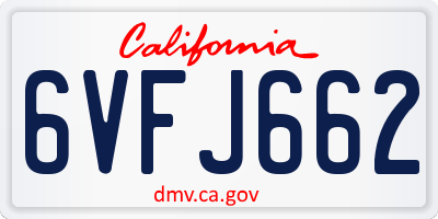 CA license plate 6VFJ662