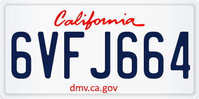 CA license plate 6VFJ664