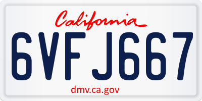 CA license plate 6VFJ667