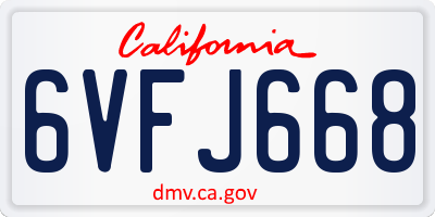 CA license plate 6VFJ668