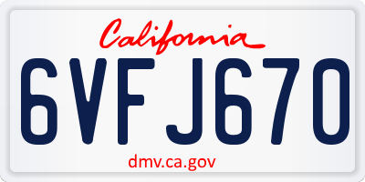 CA license plate 6VFJ670