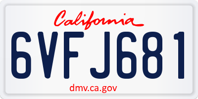 CA license plate 6VFJ681