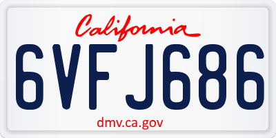 CA license plate 6VFJ686