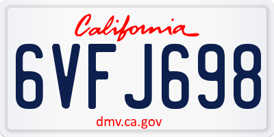 CA license plate 6VFJ698