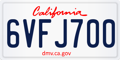 CA license plate 6VFJ700