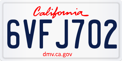 CA license plate 6VFJ702