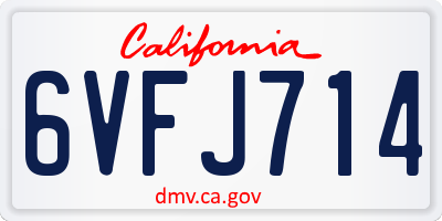 CA license plate 6VFJ714