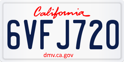 CA license plate 6VFJ720