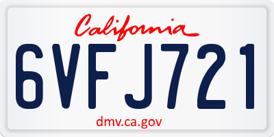 CA license plate 6VFJ721