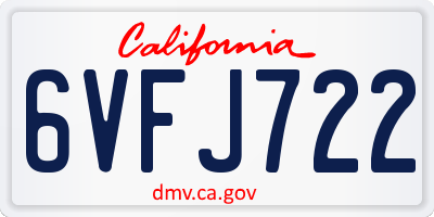 CA license plate 6VFJ722