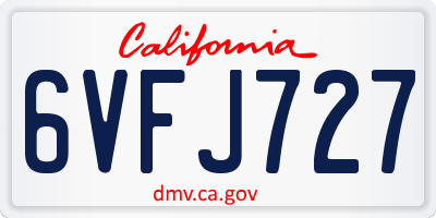 CA license plate 6VFJ727