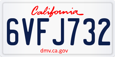 CA license plate 6VFJ732