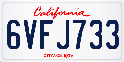CA license plate 6VFJ733