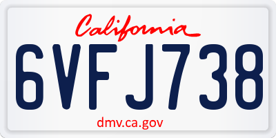 CA license plate 6VFJ738