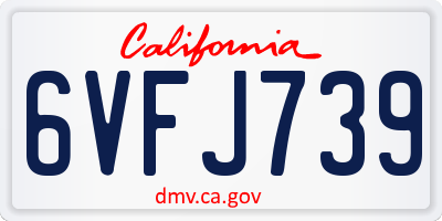 CA license plate 6VFJ739