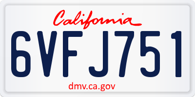 CA license plate 6VFJ751