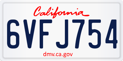 CA license plate 6VFJ754