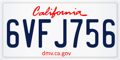 CA license plate 6VFJ756