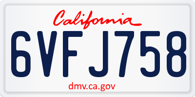 CA license plate 6VFJ758