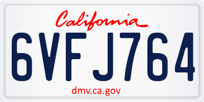 CA license plate 6VFJ764