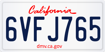 CA license plate 6VFJ765