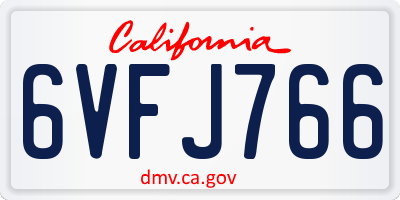 CA license plate 6VFJ766