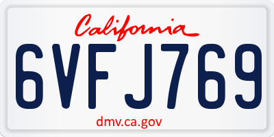 CA license plate 6VFJ769