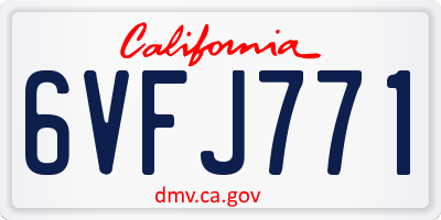 CA license plate 6VFJ771
