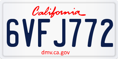 CA license plate 6VFJ772