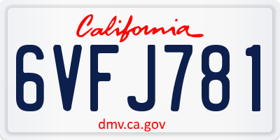 CA license plate 6VFJ781