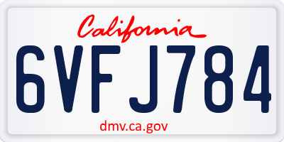 CA license plate 6VFJ784