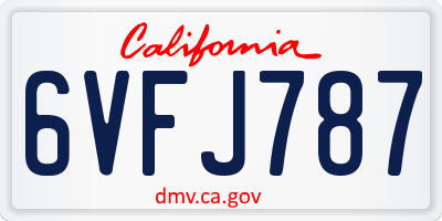 CA license plate 6VFJ787