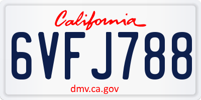 CA license plate 6VFJ788