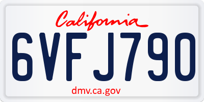 CA license plate 6VFJ790