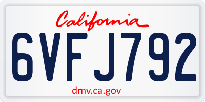 CA license plate 6VFJ792