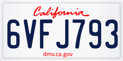 CA license plate 6VFJ793