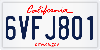 CA license plate 6VFJ801