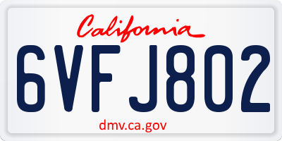 CA license plate 6VFJ802