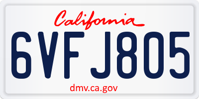 CA license plate 6VFJ805