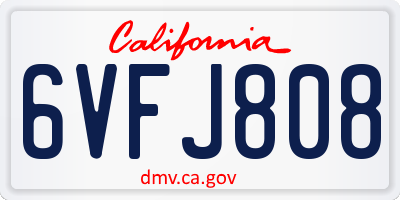 CA license plate 6VFJ808