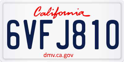 CA license plate 6VFJ810
