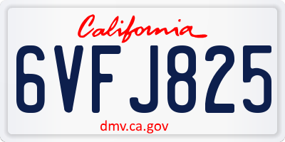 CA license plate 6VFJ825
