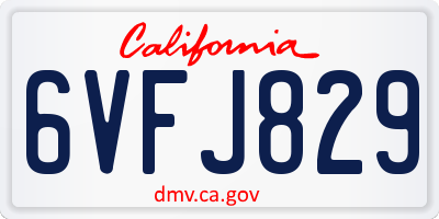 CA license plate 6VFJ829