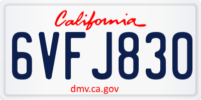 CA license plate 6VFJ830